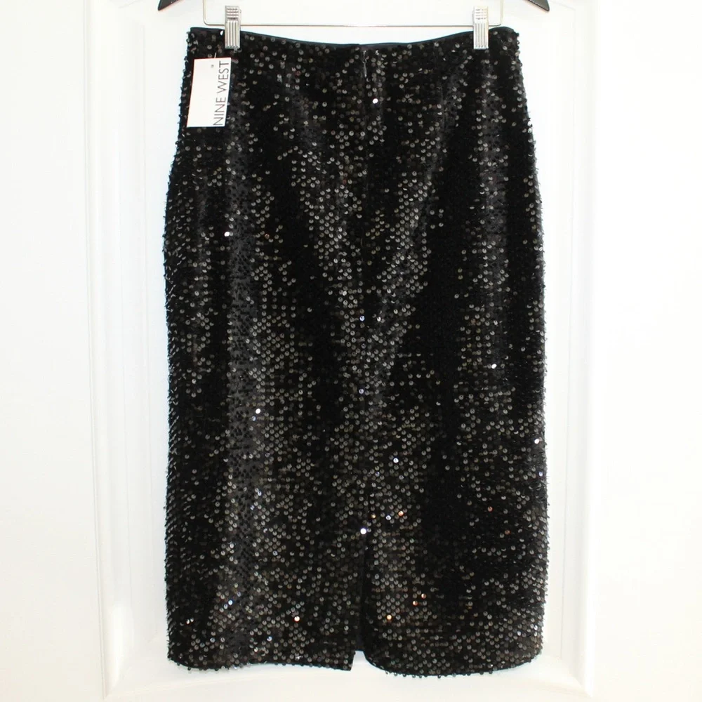 Nine West black sequin pencil skirt (women’s M) (NWT) - Picture 4 of 11